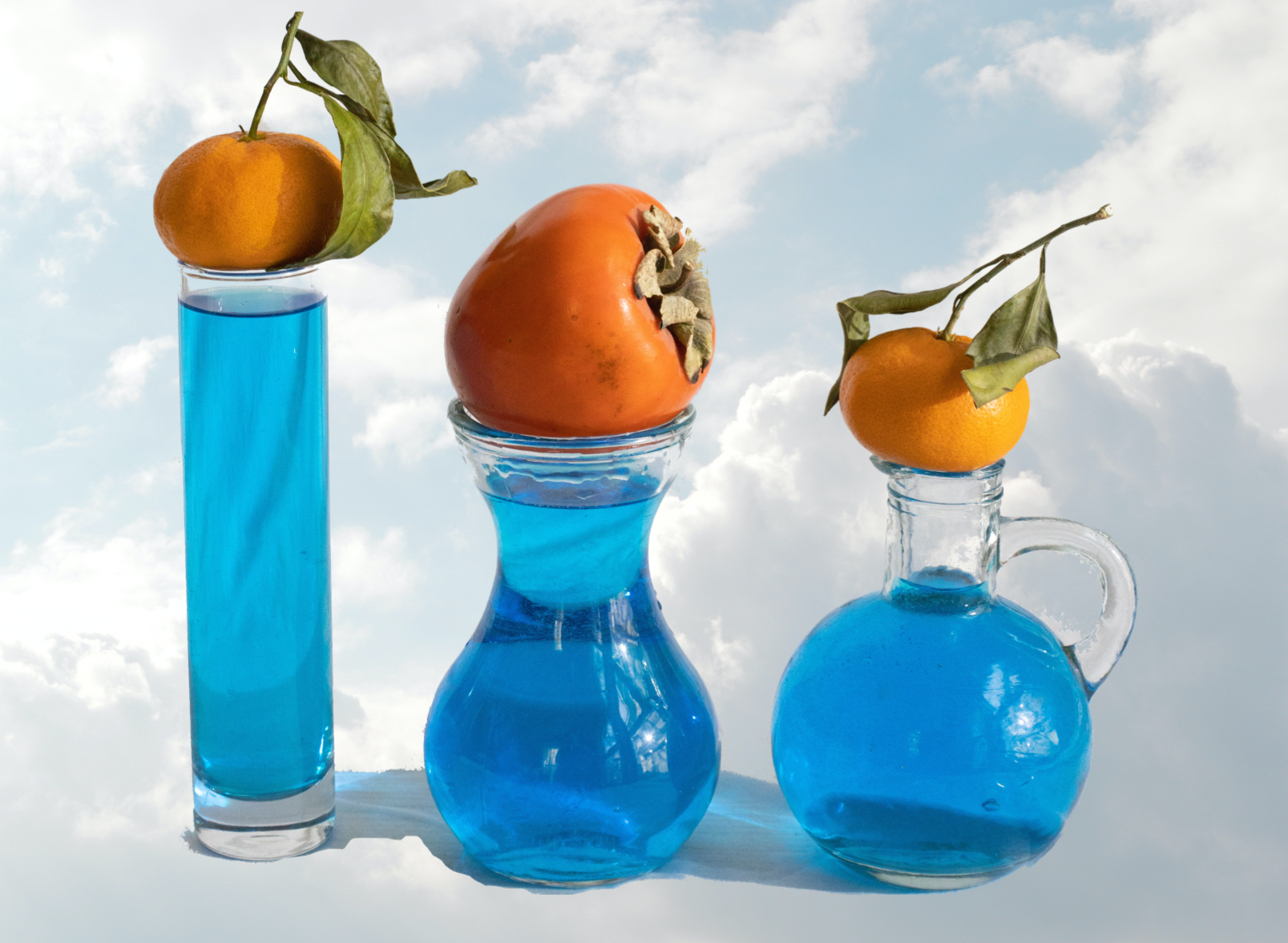 Fantasy Blue beakers and fruits